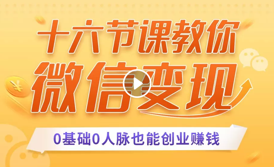 十六节课教你零基础微信变现，用单品打爆市场，每月收入超过10万+-火柴小市场