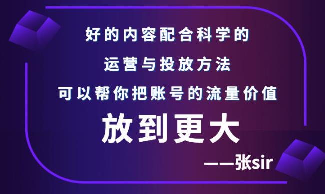 张sir账号流量增长课，告别海王流量，让你的流量更精准-火柴小市场