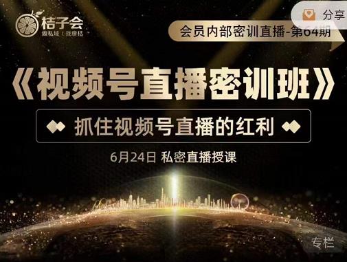 桔子会《视频号直播密训班》，抓住视频号直播的红利 价值12800-火柴小市场