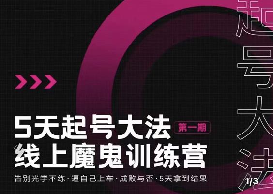 大播·五天起号魔鬼训练营，告别光学不练，逼自己上车，成败与否，5天拿到结果-火柴小市场