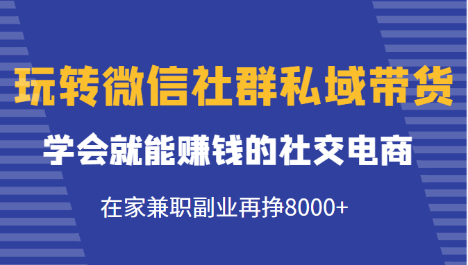 玩转微信社群私域带货，学会就能赚钱的社交电商，在家兼职副业再挣8000+-火柴小市场