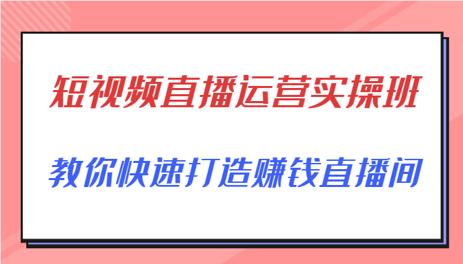短视频直播运营实操班，直播带货精细化运营实操，教你快速打造赚钱直播间-火柴小市场