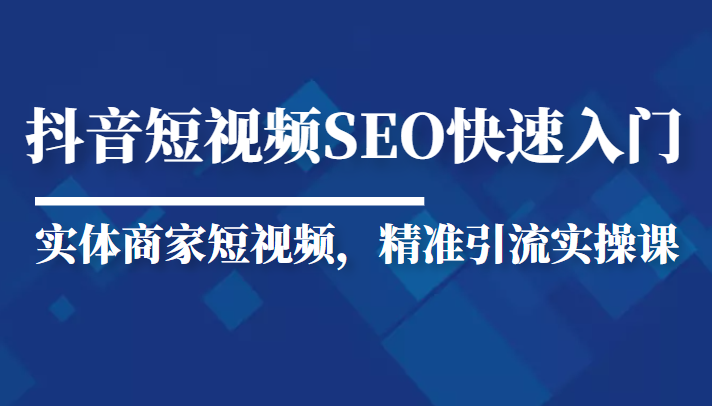 抖音短视频Seo搜索排名优化新手快速入门教程，实体商家短视频，精准引流实操课-火柴小市场