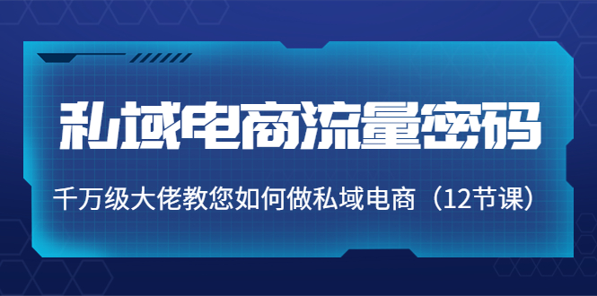 私域电商流量密码：千万级大佬教您如何做私域电商（12节课）-火柴小市场