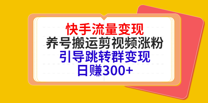 快手流量变现，养号搬运剪视频涨粉，引导跳转群变现日赚300+-火柴小市场