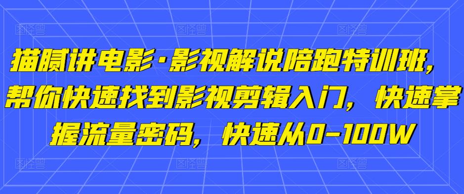 猫腻讲电影·影视解说陪跑特训班，帮你快速找到影视剪辑入门，快速掌握流量密码，快速从0-100W-火柴小市场