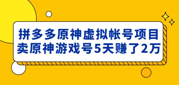 外面卖2980的拼多多原神虚拟帐号项目：卖原神游戏号5天赚了2万-火柴小市场