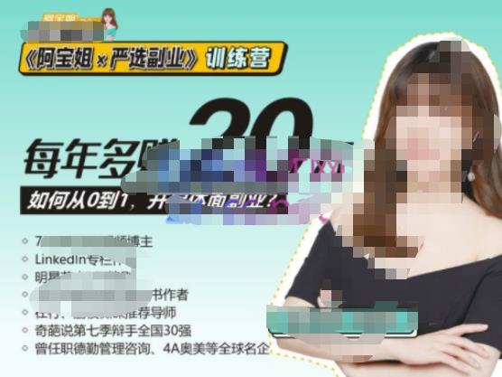 《阿宝姐×严选副业》训练营【Plus版】12期，帮助你找准适合自己的副业，开启斜杠人生-火柴小市场