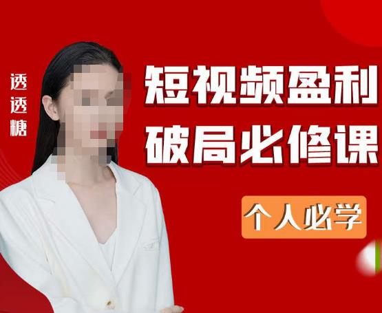 2023最新透透糖短视频盈利破局必修课——个人必学-火柴小市场