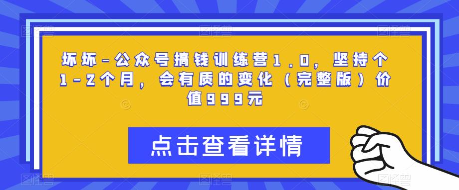 坏坏-公众号搞钱训练营1.0，坚持个1-2个月，会有质的变化（完整版）价值999元-火柴小市场