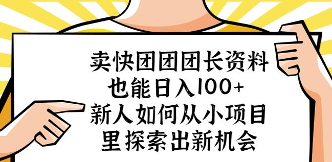 卖快团团团长资料也能日入100+新人如何从小项目里探索出新机会-火柴小市场