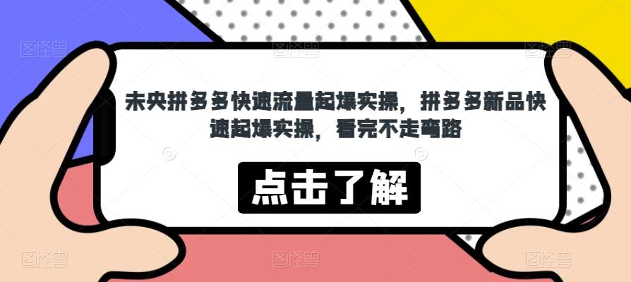 未央拼多多快速流量起爆实操，拼多多新品快速起爆实操，看完不走弯路-火柴小市场