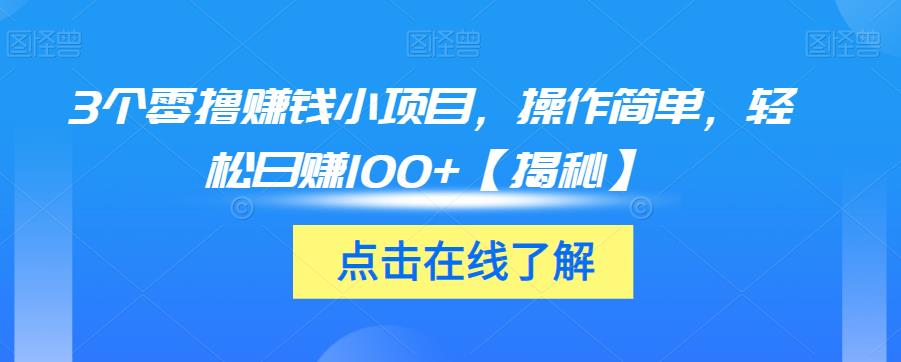 3个零撸赚钱小项目，操作简单，轻松日赚100+【揭秘】-火柴小市场