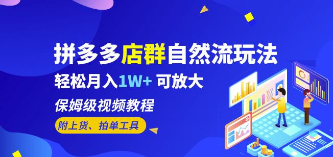拼多多店群自然流玩法，轻松月入1W+保姆级视频教程（附上货、拍单工具）-火柴小市场