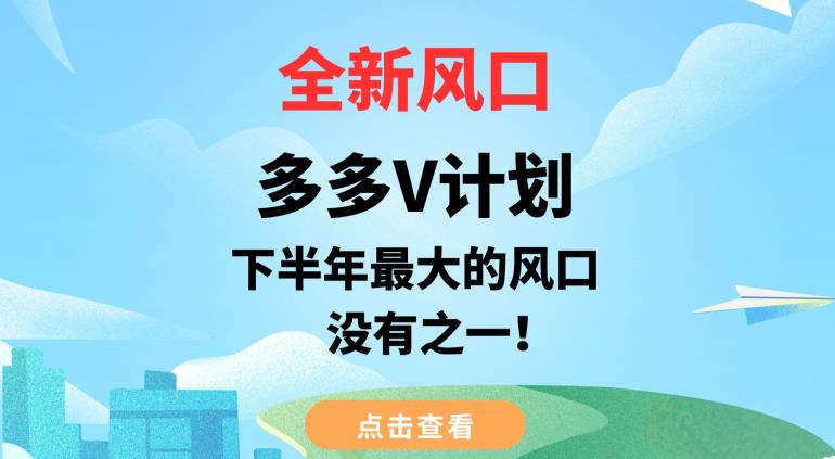 全新风口，多多V计划，下半年最大的风口项目，没有之一【揭秘】-火柴小市场