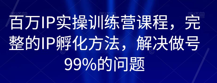 百万IP实操训练营课程，完整的IP孵化方法，解决做号99%的问题-火柴小市场