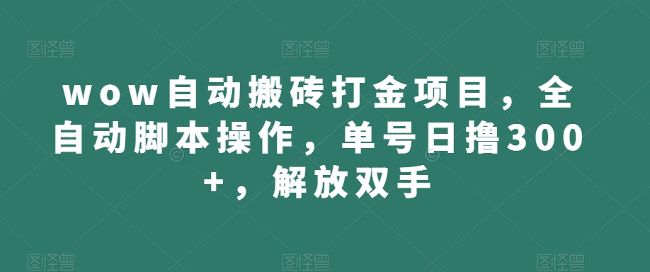 wow自动搬砖打金项目，全自动脚本操作，单号日撸300+，解放双手【揭秘】-火柴小市场