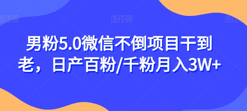 男粉5.0微信不倒项目干到老，日产百粉/千粉月入3W+【揭秘】-火柴小市场