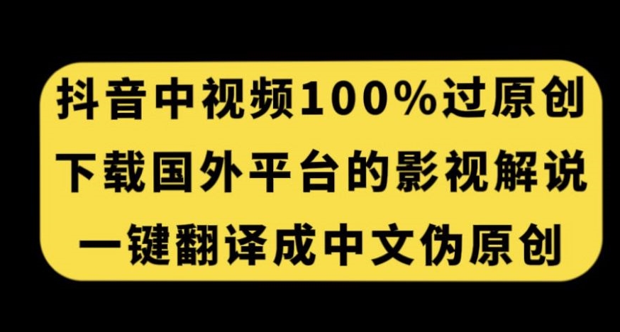 抖音中视频百分百过原创，下载国外平台的电影解说，一键翻译成中文获取收益-火柴小市场