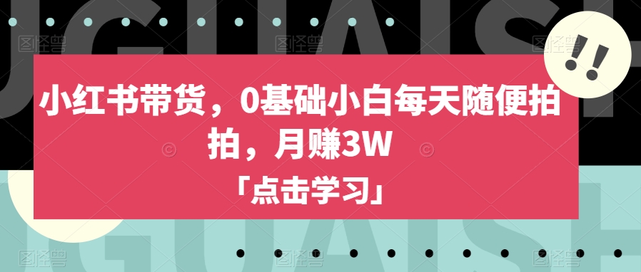 小红书带货，0基础小白每天随便拍拍，月赚3W【揭秘】-火柴小市场