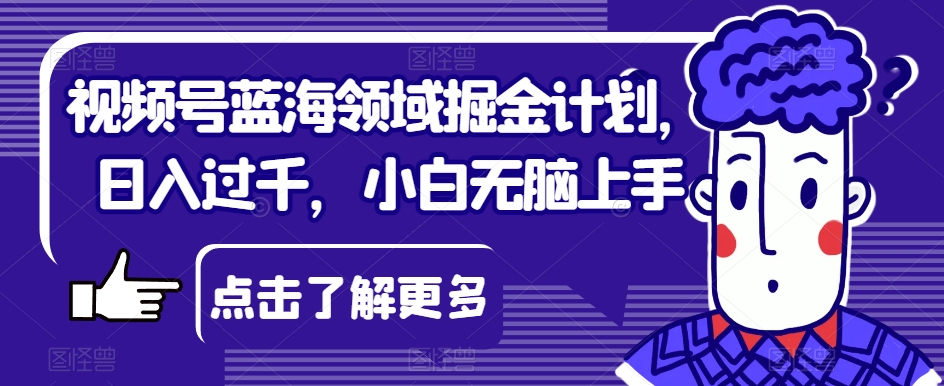 视频号蓝海领域掘金计划，日入过千，小白无脑上手【揭秘】-火柴小市场