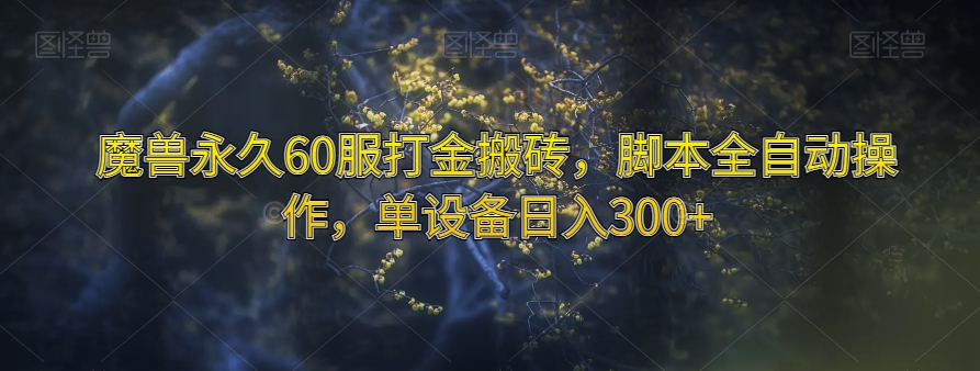 魔兽永久60服打金搬砖，脚本全自动操作，单设备日入300+【揭秘】-火柴小市场