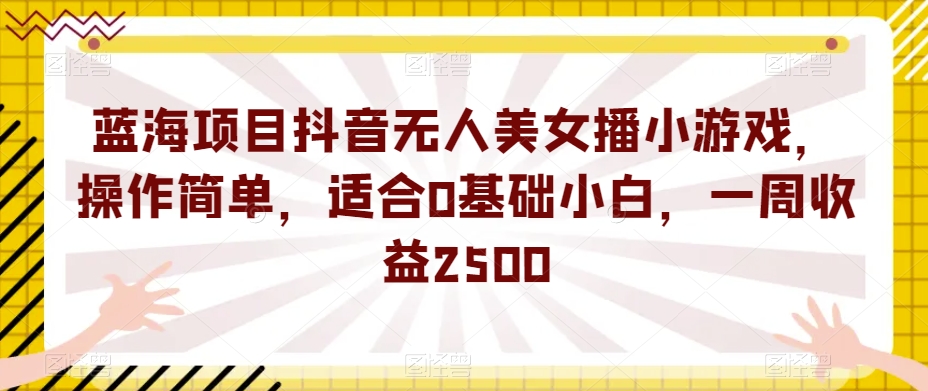 蓝海项目抖音无人美女播小游戏，操作简单，适合0基础小白，一周收益2500【揭秘】-火柴小市场