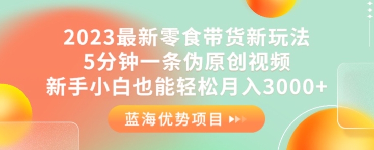2023最新零食带货新玩法，5分钟一条伪原创视频，新手小白也能轻松月入3000+【揭秘】-火柴小市场
