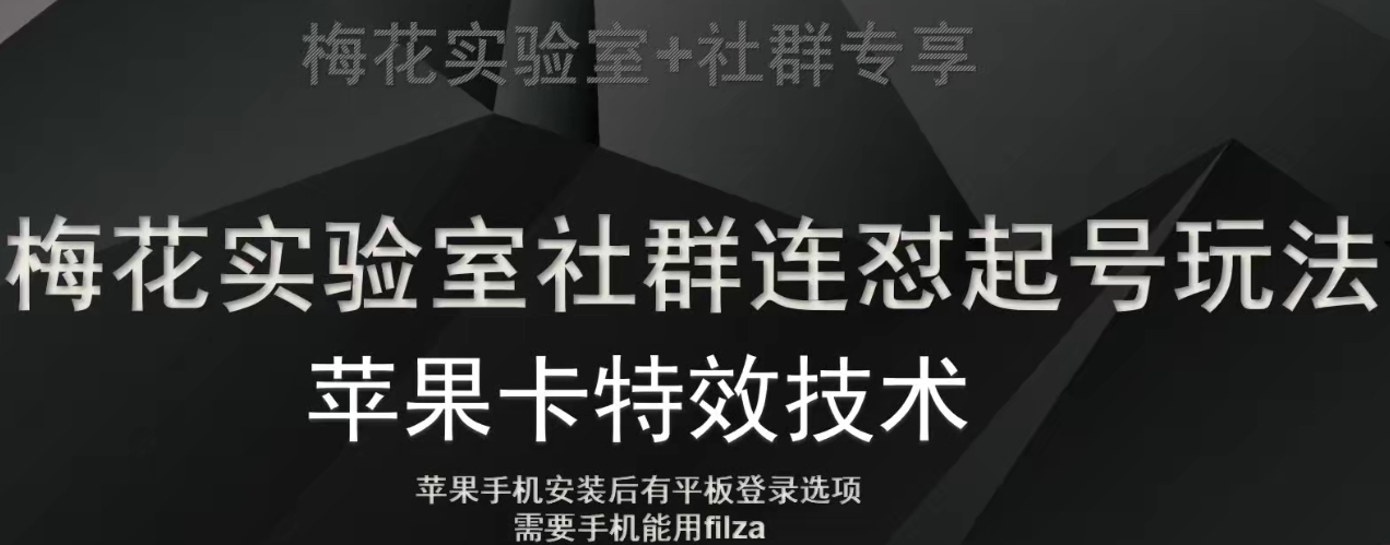 梅花实验室社群视频号连怼起号玩法，最新苹果卡特效技术-火柴小市场