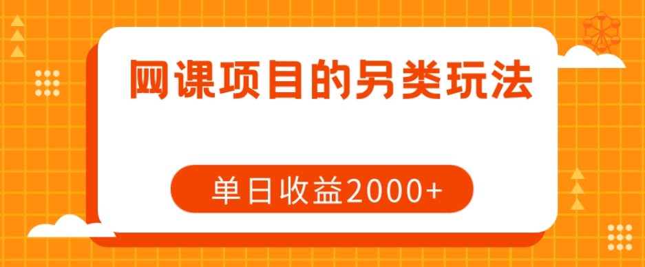网课项目的另类玩法，单日收益2000+【揭秘】-火柴小市场