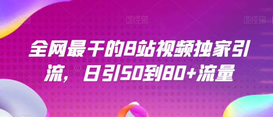全网最干的B站视频独家引流，日引50到80+流量【揭秘】-火柴小市场