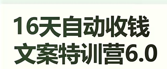 16天自动收钱文案特训营6.0，学会儿每天自动咔咔收钱-火柴小市场