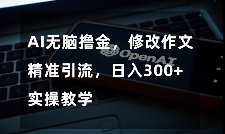 AI无脑撸金，修改作文精准引流，日入300+，实操教学【揭秘】-火柴小市场