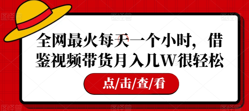 全网最火每天一个小时，借鉴视频带货月入几W很轻松【揭秘】-火柴小市场
