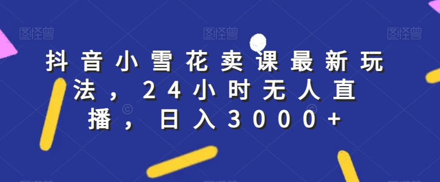 抖音小雪花卖课最新玩法，24小时无人直播，日入3000+【揭秘】-火柴小市场