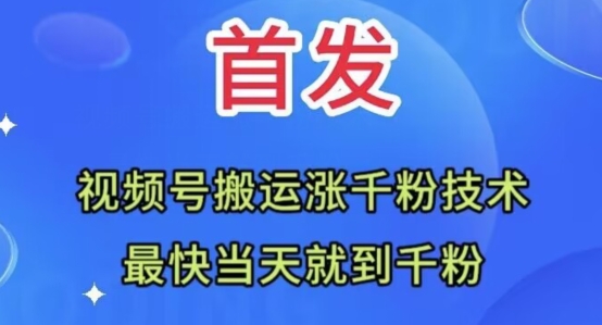 全网首发：视频号无脑搬运涨千粉技术，最快当天到千粉【揭秘】-火柴小市场