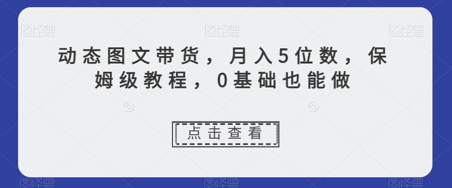 动态图文带货，月入5位数，保姆级教程，0基础也能做【揭秘】-火柴小市场
