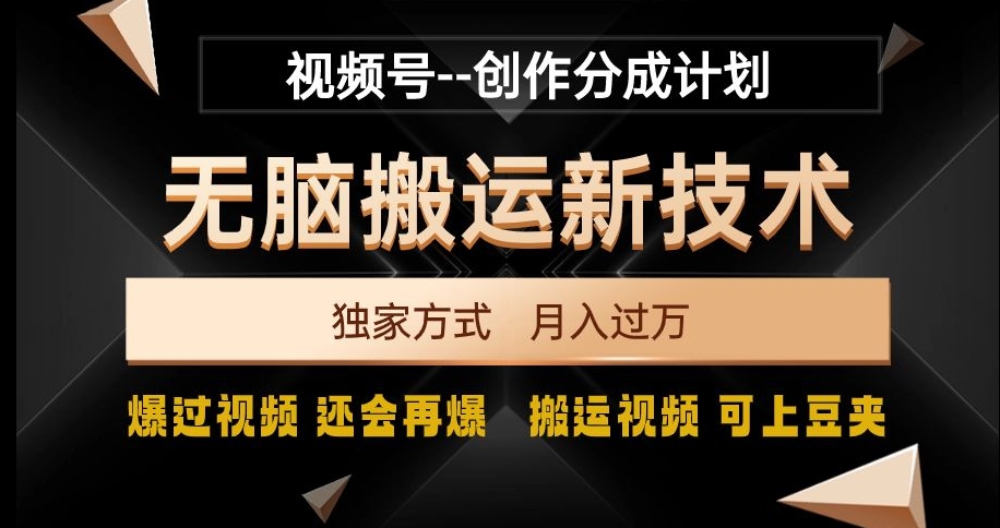 视频号无脑搬运新技术，破原创壕流量，独家方式，爆过视频，还会再爆【揭秘】-火柴小市场