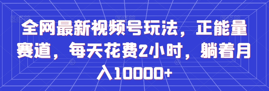 全网最新视频号玩法，正能量赛道，每天花费2小时，躺着月入10000+【揭秘】-火柴小市场