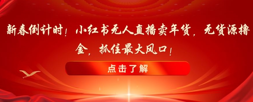 新春倒计时！小红书无人直播卖年货，无货源撸金，抓住最大风口【揭秘】-火柴小市场
