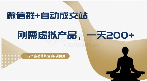 十万个富翁修炼宝典之8.微信群+自动成交站，刚需虚拟产品，一天200+-火柴小市场
