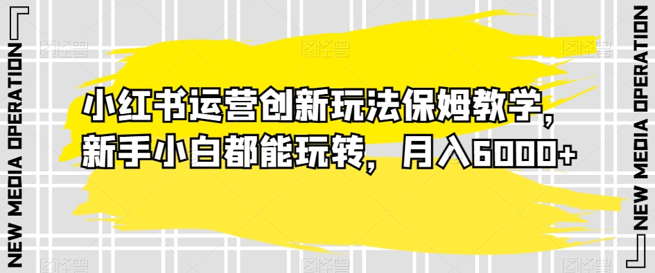 小红书运营创新玩法保姆教学，新手小白都能玩转，月入6000+【揭秘】-火柴小市场