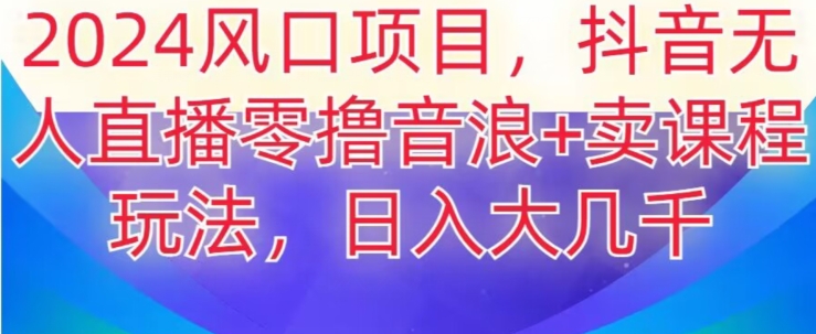 2024风口项目，抖音无人主播撸音浪+卖课程玩法，日入大几千【揭秘】-火柴小市场