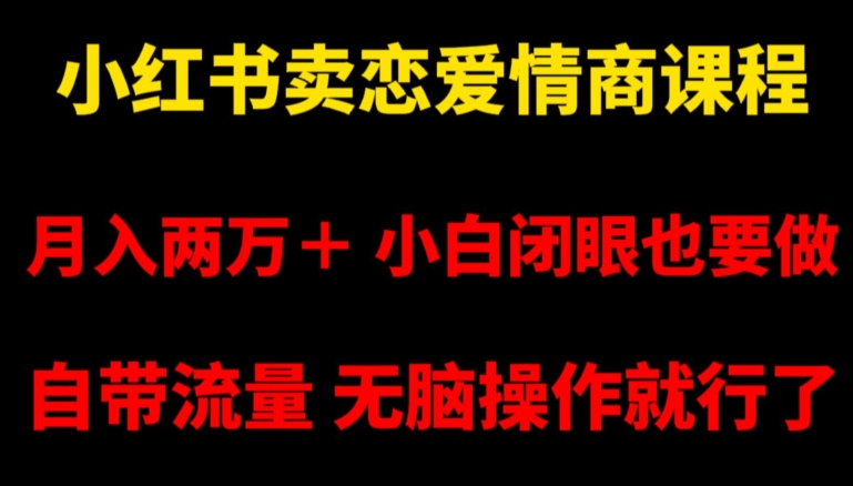 小红书卖恋爱情商课程，月入两万＋，小白闭眼也要做，自带流量，无脑操作就行了【揭秘】-火柴小市场