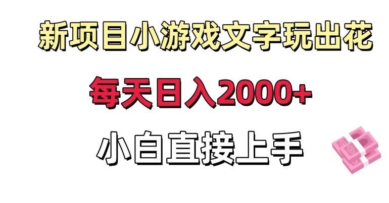 新项目小游戏文字玩出花日入2000+，每天只需一小时，小白直接上手【揭秘】-火柴小市场