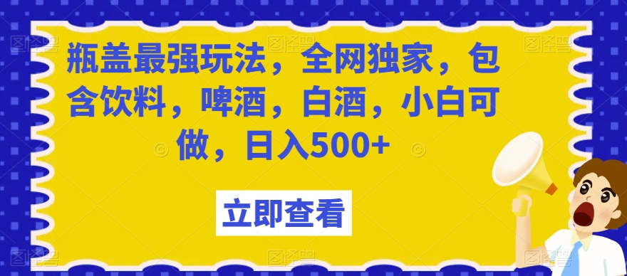 瓶盖最强玩法，全网独家，包含饮料，啤酒，白酒，小白可做，日入500+【揭秘】-火柴小市场