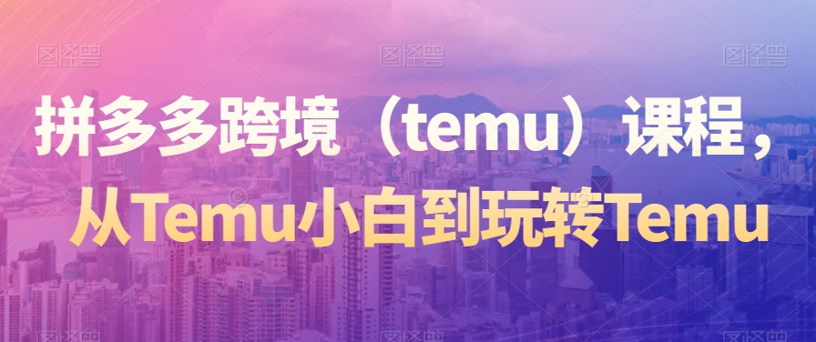 拼多多跨境（temu）课程，从Temu小白到玩转Temu-火柴小市场