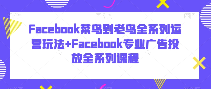 Facebook菜鸟到老鸟全系列运营玩法+Facebook专业广告投放全系列课程-火柴小市场