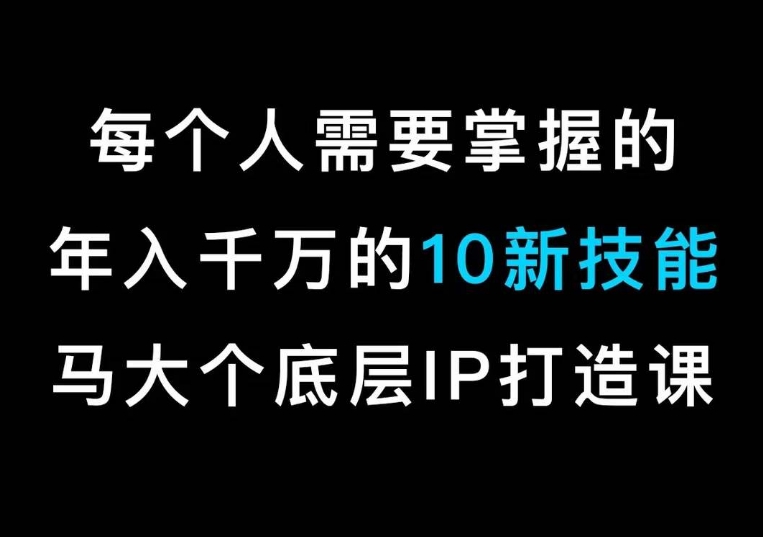 马大个的IP底层逻辑课，​每个人需要掌握的年入千万的10新技能，约会底层IP打造方法！-火柴小市场