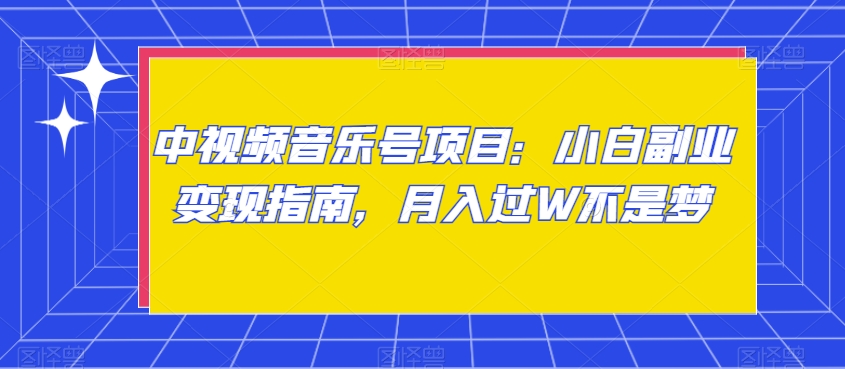中视频音乐号项目：小白副业变现指南，月入过W不是梦【揭秘】-火柴小市场